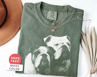 Bulldog Shirt | Vintage Bulldog Dog Portrait Tee | Bulldog Mom Dad Gift | Comfort Colors English Bulldog Breed Graphic Top