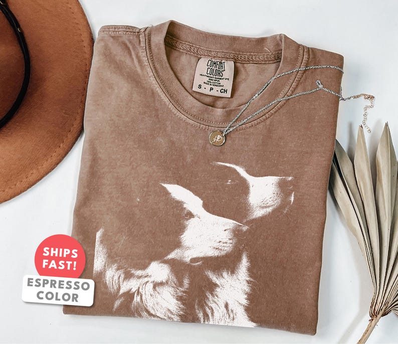Border Collie Shirt | Vintage Border Collie Portrait Tee | Border Collie Mom Dad Gift | Comfort Colors Herding Dog Breed Top image 6