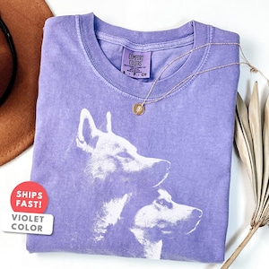 Chemise husky sibérien, t-shirt graphique portrait de chien vintage image 4