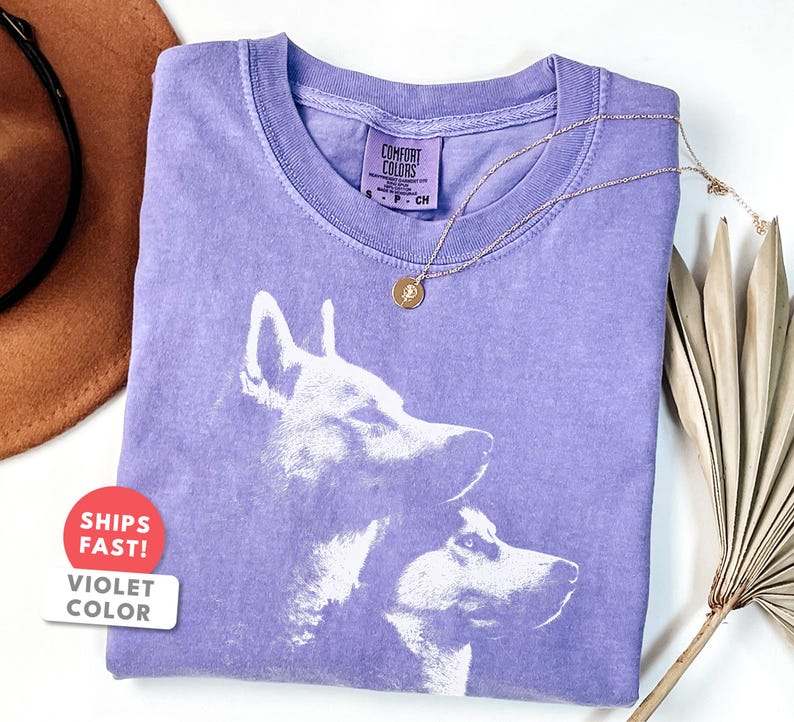 Chemise husky sibérien, t-shirt graphique portrait de chien vintage image 4
