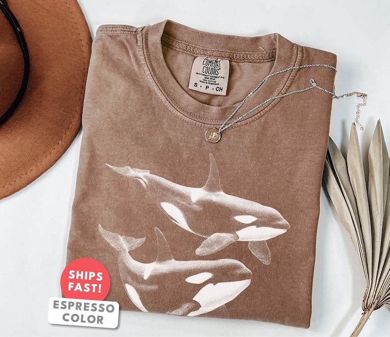 Aesthetic Orca Shirt: Comfort Colors Orca Whale Sea Life T-Shirt image 4