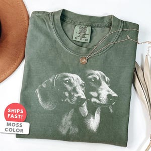 Dachshund Shirt | Vintage Dachshund Dog Portrait Tee | Dachshund Mom Dad Gift | Comfort Colors Weenie Dog Breed Graphic Top image 2