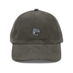 Whale Baseball Cap, Gift For Whale Lovers, Cute Animal Corduroy Cap, Sustainable Hat, For Him & Her, Embroidery, Vintage Funny Hat