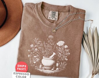 Botanical Graphic Tee | Vintage Herb Garden Illustration Shirt | Nature Lover Gift | Cottagecore Comfort Colors Aesthetic Top