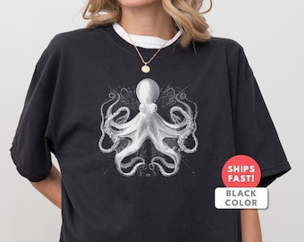 Octopus Graphic T-Shirt: Comfort Colors Sea Life Tee