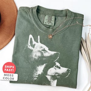Chemise husky sibérien, t-shirt graphique portrait de chien vintage image 3