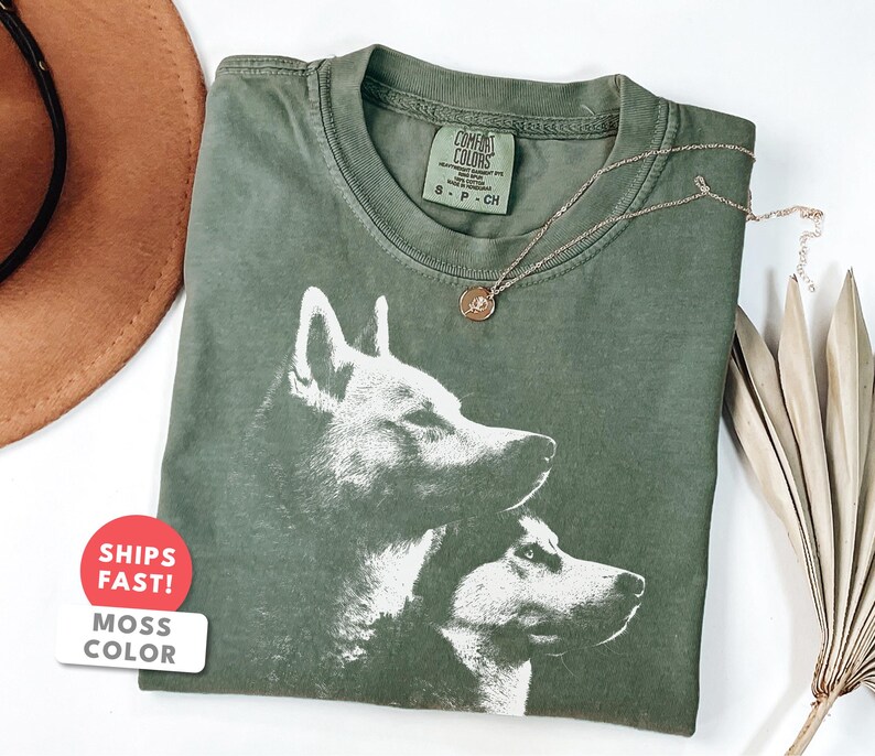 Chemise husky sibérien, t-shirt graphique portrait de chien vintage image 3