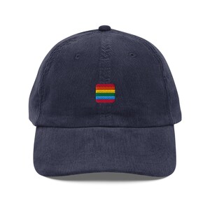 Embroidered LGBT Hat, Rainbow Hat, Vintage Corduroy Cap, Gift For LGBT Lovers, Retro Pride Hat, Gay Pride Corduroy Cap, Retro Queer Hat