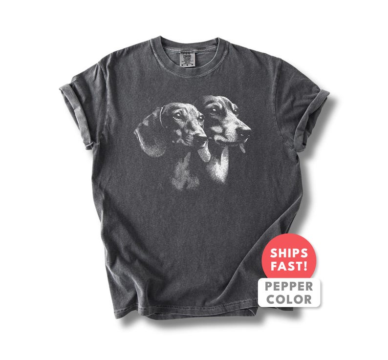 Dachshund Shirt | Vintage Dachshund Dog Portrait Tee | Dachshund Mom Dad Gift | Comfort Colors Weenie Dog Breed Graphic Top image 3
