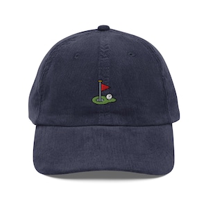 Embroidered Golf Hat, Retro Golf Hat, Vintage Corduroy Cap, Gift For Golf Lovers, Sustainable Hat, For Him & Her, Unisex Ball Cap