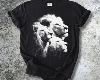 Lions Vintage T-Shirt: Boho Safari Garment Dyed Shirt