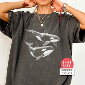 Aesthetic Orca Shirt: Comfort Colors Orca Whale Sea Life T-Shirt image 1