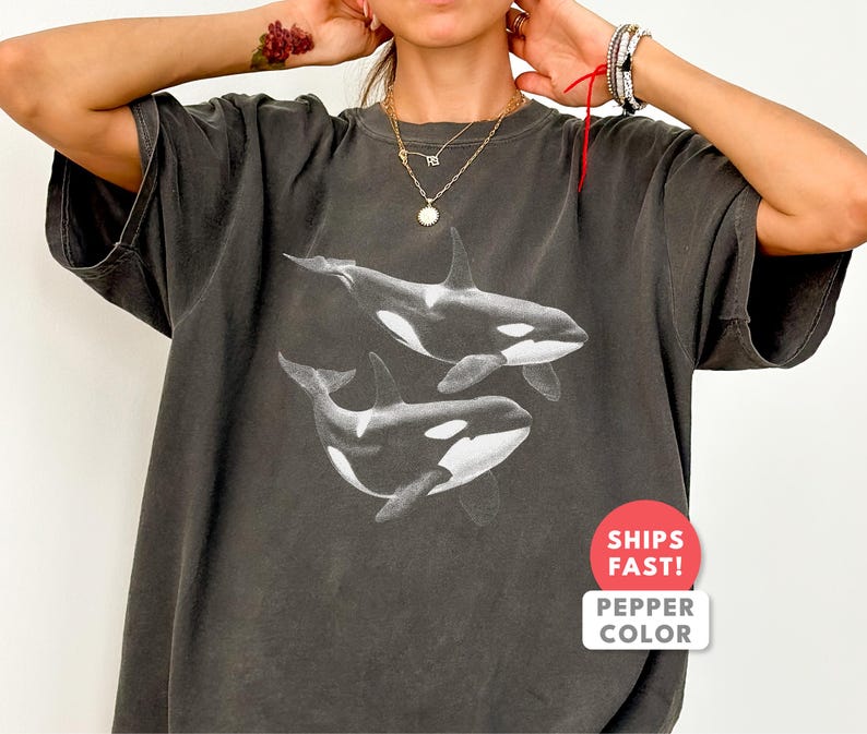 Aesthetic Orca Shirt: Comfort Colors Orca Whale Sea Life T-Shirt image 1
