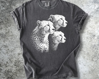 Gepard Shirt | Vintage Gepard Grafik T-Shirt | Komfort Farben Natur Liebhaber Geschenk | Retro Garment Dyed Safari Top