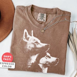 Chemise husky sibérien, t-shirt graphique portrait de chien vintage image 1