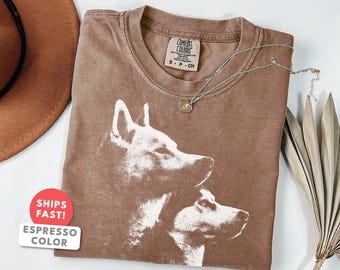 Shirt Siberische husky | Vintage T-shirt met portret van husky-hond | Husky moeder vader cadeau | Comfort Colors Husky hondenras graphic top