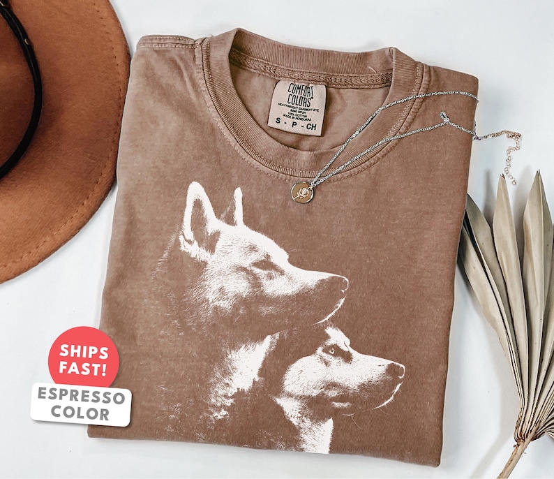 Chemise husky sibérien, t-shirt graphique portrait de chien vintage image 1