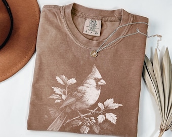 Vintage Cardinal Shirt, Nature Lover Red Bird Graphic Tee
