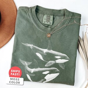 Aesthetic Orca Shirt: Comfort Colors Orca Whale Sea Life T-Shirt image 2