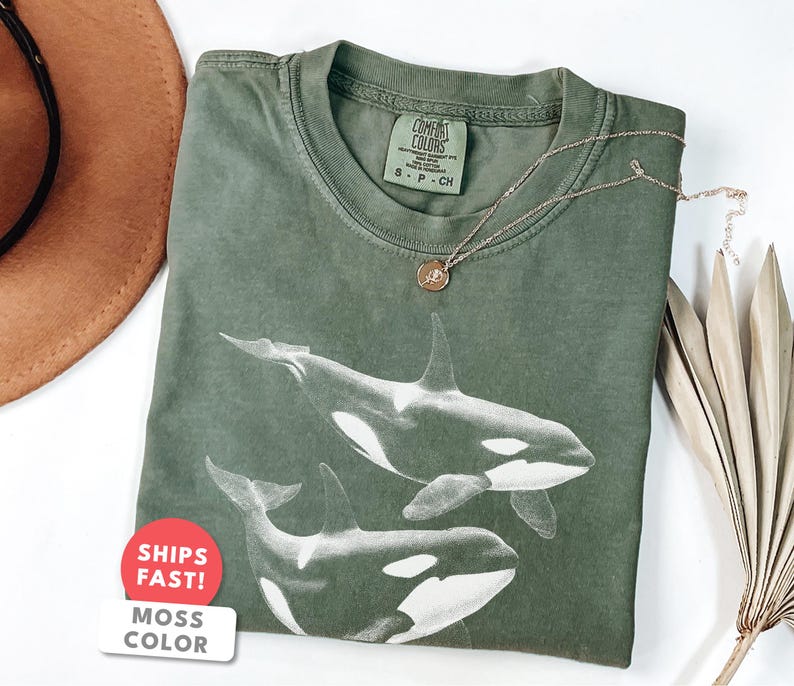 Aesthetic Orca Shirt: Comfort Colors Orca Whale Sea Life T-Shirt image 2