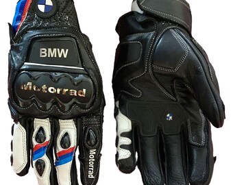 BMW Motorrad Racing Leder Motorradhandschuhe Schwarz Weiß Rot Blau Schutzausrüstung