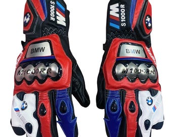 Guantes de carreras para motocicleta BMW M: Cuero, protección de fibra de carbono