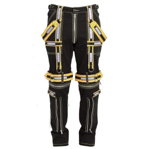 Sportex Rough Rider - Bondage cyber-gothique noir rouge avec chaînes Steampunk Biker Punk Rave Pantalons Pantalons