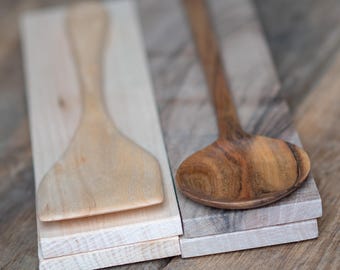 Walnut & basswood blanks – mix set of 4 for spoon / spatula carving