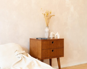 Vintage Mid-Century Nachttisch, Retro Nachttisch, zwei Schubladen