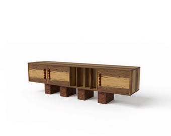 FRAKE Mobile TV in legno, mobiletto porta TV vintage