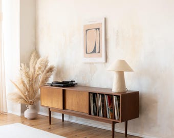 Credenza per dischi in vinile in stile Mid-Century Modern: mobile TV con console multimediale