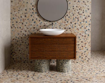 Mobiletto da bagno SOTA, rovere, credenza scandinava, vintage, metà secolo