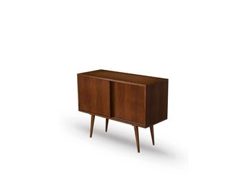 Vintage Sideboard, Retro Media Konsole, Schiebetürschrank