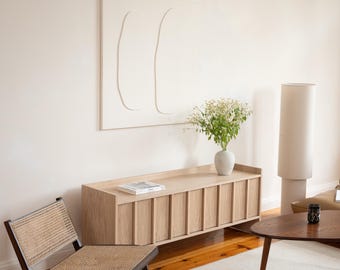 Credenza in rovere bianco, mobile TV retrò anni '60