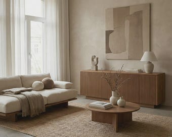 Credenza in legno LUNO L, moderna consolle multimediale, porta TV