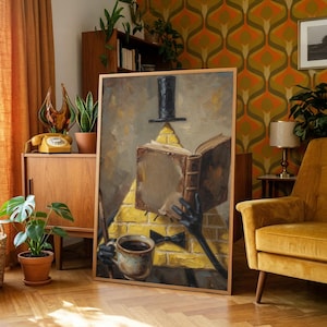 Triangular Dream Demon Reading Paper Poster Print Surreal Wall Art