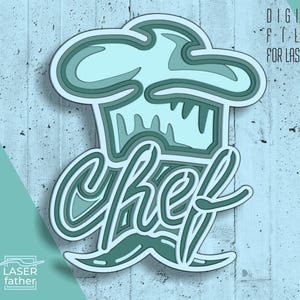 Chef Hat SVG, 3D Layered Art, Cooking Design, Paper Laser Cutout File, Digital Download ai cdr dxf eps dwg, Xtool Design, Cricut Cut
