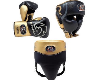Rival Boxing Gloves Set |Leather boxing Gloves | Boxing Gear boxing set | Leather gloves | boxing gift l headgear l grion guard