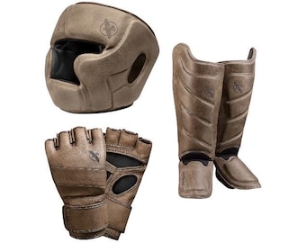Hayabusa T3 MMA boxing complete gear l Leather boxing gloves for kickboxing,Muay thai gloves l Shin pads l Protection gear leather gloves