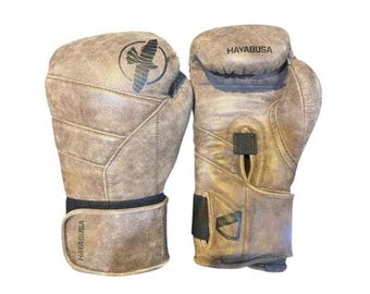 Guantoni da boxe in pelle fatti a mano / Guantoni da boxe Hayabusa / Guantoni da boxe professionali realizzati in pelle di cracker / Regalo di compleanno per uomo