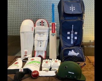 Gray Nicolls kit hard ball cricket kit | A grade kit for club standard cricket | English willow bat with complete kit hard leather ball