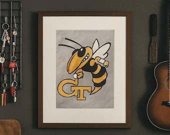 Georgia Tech Yellow Jackets Mascot Art Print: College Sports Decor