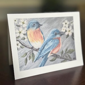 Bluebird Notecard Set - Blank Greeting Cards with Original Artwork, Nature Stationery, Bird Lovers Gift