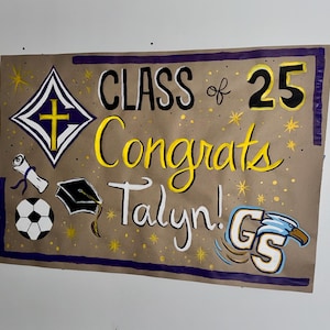 Hand painted graduation banner - customized banner - variety sizes - senior gift - party supplies- party decor