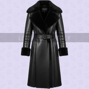 Black leather Trench Coat For Women&#39;s – Night bane Duster – Gothic Leather Coat for Cosplay, LARP & Streetwear – Luxurious leather coat
