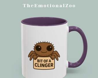 Whimsical Jumping Spider Coffee Mug - Bit of a Clinger - 11 oz