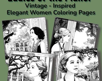 Ladies of the Manor vintage-geïnspireerde kleurplaten – 40 elegante vrouwen, klassieke portretten, afdrukbare kunst voor volwassenen en tieners