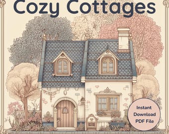 Gezellige huisjes: een prachtige collectie van 47 huisjes om in te kleuren | Afdrukbare pdf | Kleurplaten voor volwassenen | Cottagecore-kunst
