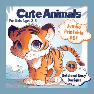 Cute Animals Coloring Pages for Kids – 43 Bold and Easy Designs – Jumbo Printable PDF – For Kids Ages 3-8