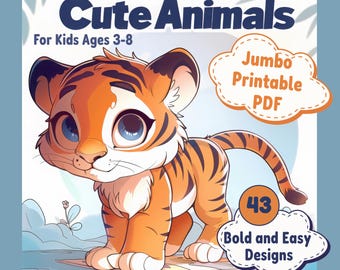 Kleurplaten schattige dieren voor kinderen – 43 gewaagde en gemakkelijke ontwerpen – jumbo afdrukbare pdf – voor kinderen van 3-8